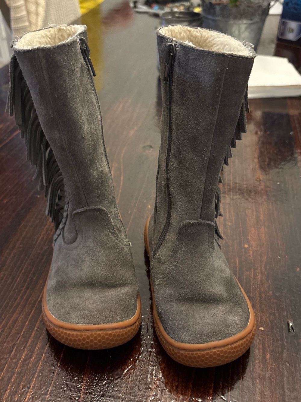 Grey Suede Fringe boots